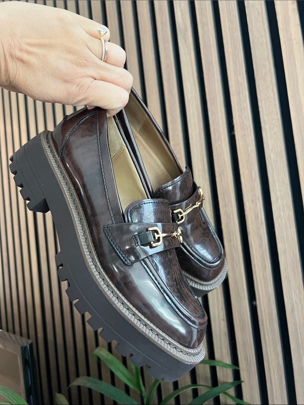 Like New Sam Edelman Lea Platform Lug Sole Loafers - Dark Brown Size 5